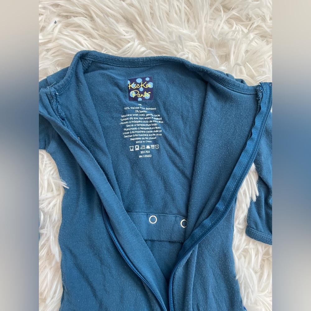 Kickee Pants Front Zip Coverall in Twilight Turquoise - Newborn - Picture 4 of 6
